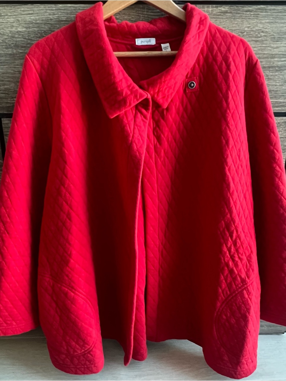 Pure Jill Quilted-Knit Snap-Front Jacket Size L